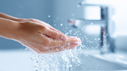 Fototapeta premium 清潔に手を洗うシーン｜Washing Hands with Clean Running Water