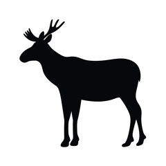 Obraz premium Silhouette of a Majestic Moose Standing Tall Against a White Background