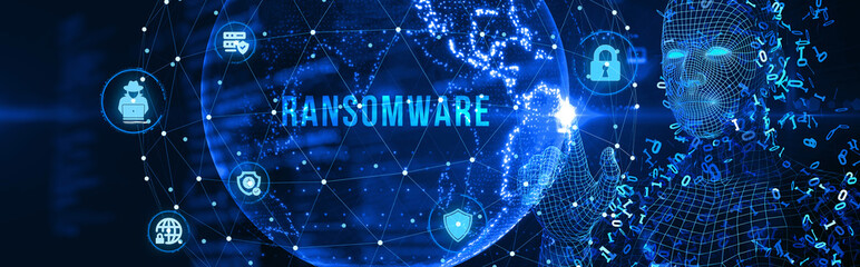 Cyber security lock that is being decoded using a ransomware. 3d illustration