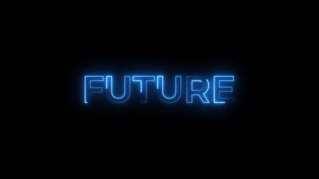 Glowing Neon Text Future Concept Animation. Futuristic Neon Light Typography 4k Video Background.