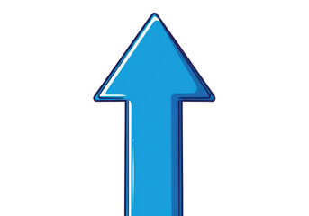 Fototapeta premium Bright blue upward pointing arrow with a subtle glow isolated on transparent background