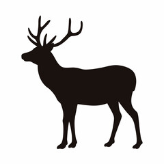 Fototapeta premium Black silhouette of a majestic moose standing against a white background