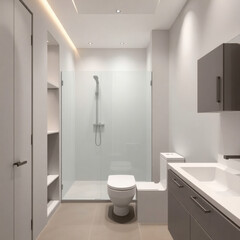 Tropical Spa Bathroom with Wooden Decor and Indoor Green Plants