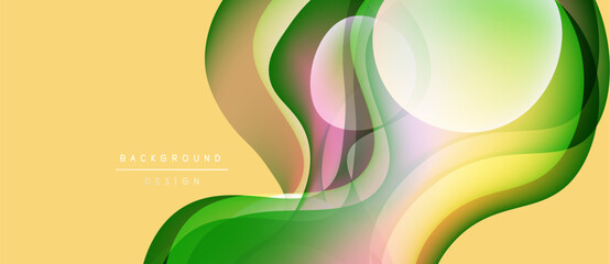 Abstract flowing shapes, vibrant colors, modern design. Soft gradients create dynamic visual experience. Background element for projects.