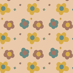seamless of small pink and yellow flower on pastel background