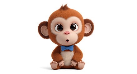 Obraz premium Adorable Baby Monkey with Blue Bow Tie A Heartwarming Illustration