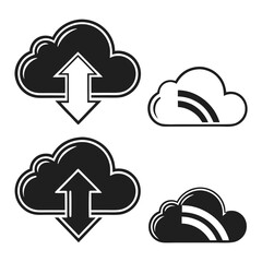 Cloud Upload Download Icons With Arrows And Stripes data