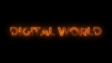 Glowing Neon Text Digital World Concept Animation. Technology Neon Light Typography 4k Video Background. - Powered by Adobe