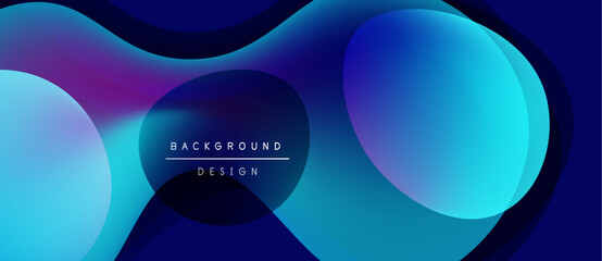Plakat Abstract blue design. Overlapping circles create dynamic visual effect. Modern, gradient color scheme. Minimalist composition.