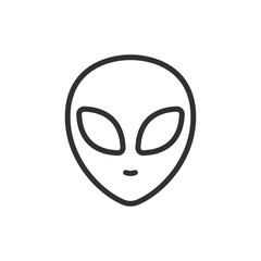 Alien, linear icon. Extraterrestrial life and space mystery. Line with editable stroke.