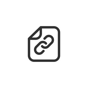 Linked document, linear icon. File with connection or embedded link. Line with editable stroke.