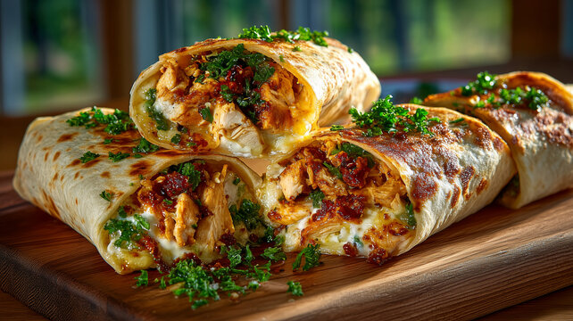 Delicious cheesy garlic chicken wraps bursting with flavor for cozy meals