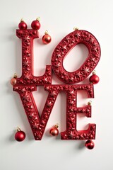 Send heartfelt Christmas wishes with this sparkling red LOVE decoration and ornaments for a joyful holiday season greeting
