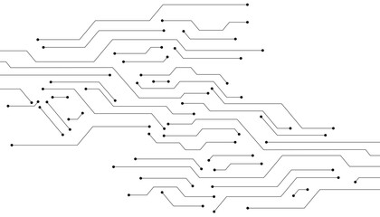 Technology black circuit diagram concept. High-tech circuit board connection system.Vector abstract technology on a white background.