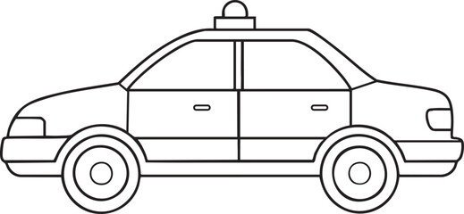 Police car line art illustration silhouette representing classic vehicle and design concept