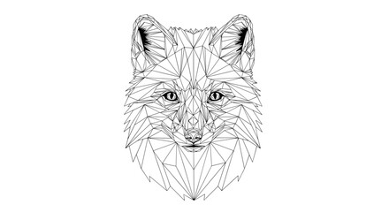 Obraz premium Low poly arctic fox portrait in geometric design on white background 