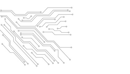 Vector abstract white digital technology circuits lines geometric dots and lines.