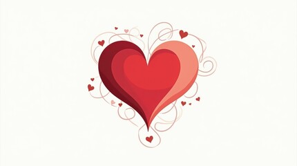 Stylized red heart with swirling decorative elements and small hearts