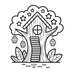 Whimsical House Bold & Easy Coloring Page, bold and easy coloring book, Coloring page, whimsical coloring book for kids, bold and easy coloring book, victor art, fairy house coloring page, victor art,