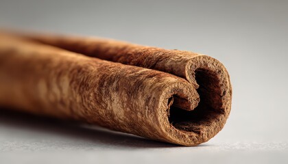 Cinnamon Stick Close Up Showing Texture and Warm Brown Colors for Culinary and Food Presentation