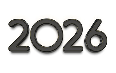 2026 black 3d style effect, logo symbol for new year celebration