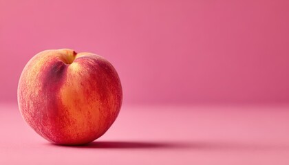 Fresh Red Peach on Pink Background with Soft Lighting for Food and Fruit Marketing