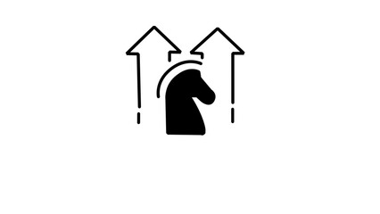 Chess knight icon with upward arrows strategic growth vector illustration isolated on white background