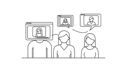 Online communication with people illustration