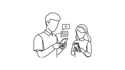 Couple using smartphone for communication