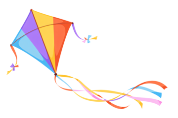 Vibrant colorful kite soaring in the sky, perfect for joyful outdoor activities and childhood memories, a symbol of freedom