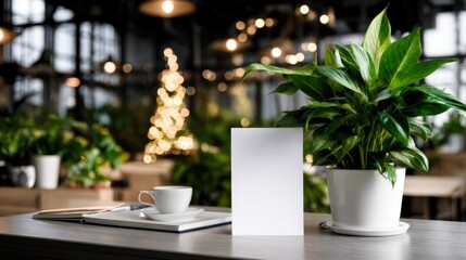 Business Christmas newsletter with festive plant and warm lights