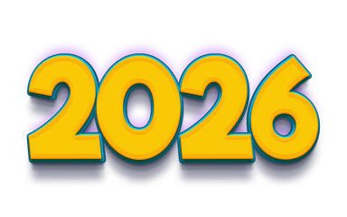 2026 design with cartoon style, logo symbol for new year celebration