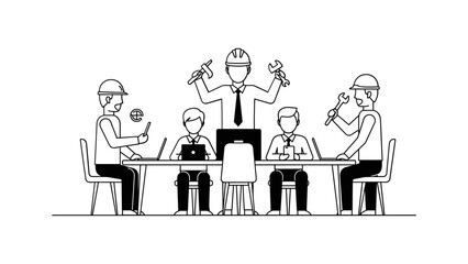 Team of engineers discussing construction project