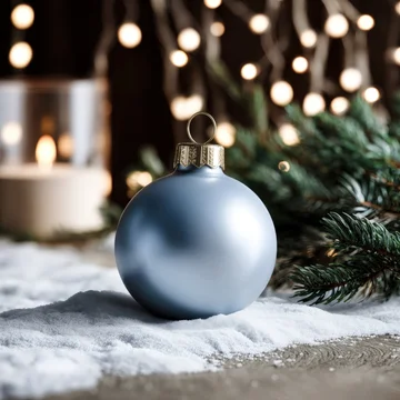 Customizable Christmas ornament resting on winter snowy surface