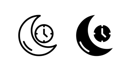 Obraz premium Crescent moon with a clock face representing nighttime or time passing