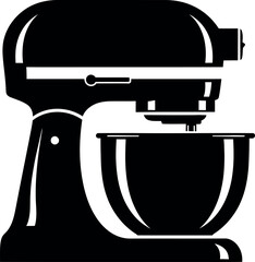 Silhouette of a classic stand mixer with a bowl for baking and cooking preparation