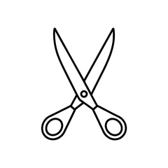Outline drawing of scissors on transparent background