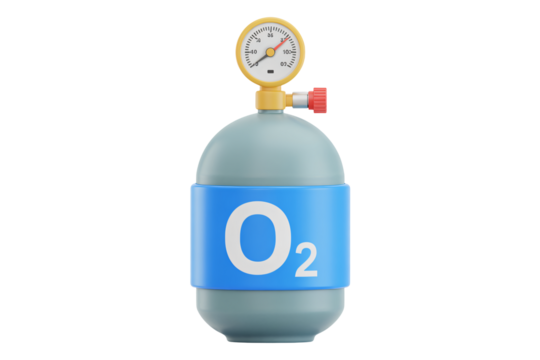 Oxygen tank with pressure gauge, vital for medical use and emergency situations, ready to provide essential breathable air for patients