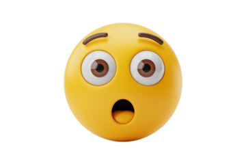 Shocked emoji expressing surprise, perfect for social media, website design, and communication themes needing impactful visual elements