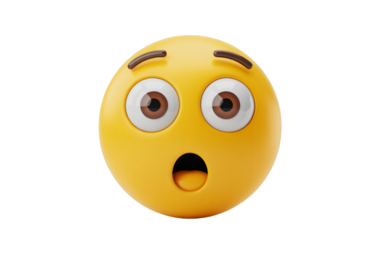 Shocked emoji expressing surprise, perfect for social media, website design, and communication themes needing impactful visual elements