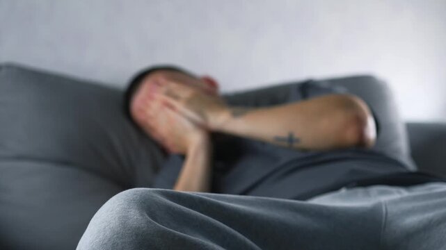 A man in low spirits and deep depression.
Fatigue, mood, mental health, loneliness