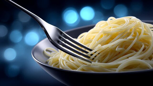 Delicious spaghetti twirled on a fork in a cozy setting