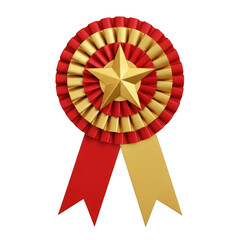 Golden star red and gold rosette ribbon award for winners and champions