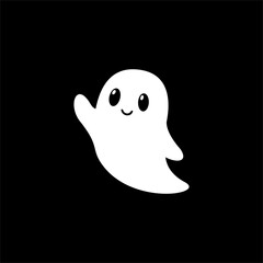 simple white halloween ghost icon for design purposes or other things
