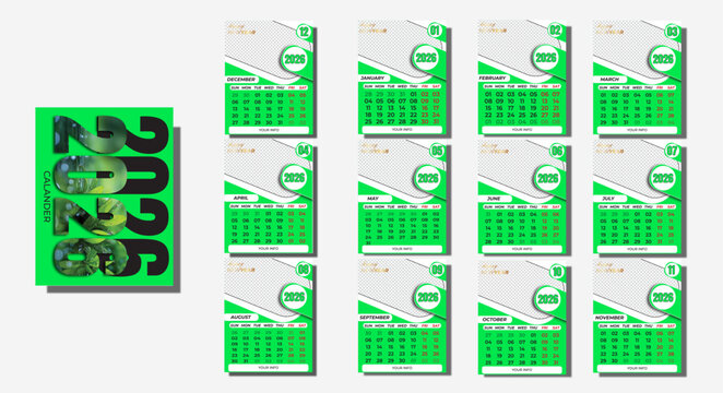  calander 12 month 2026