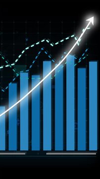 Business growth concept in allusive graph chart showing marketing sales profit increasing to future target . Excellent financial status of corporate business rise up . Finance and money 3D rendering .