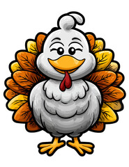 Fototapeta premium Cute Cartoon Turkey Vector Illustration Thanksgiving Holiday