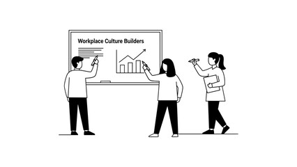 Team members collaborating on workplace culture builders