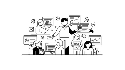 Business team presenting data analysis