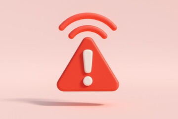 Red alert triangle with white exclamation mark and signal waves